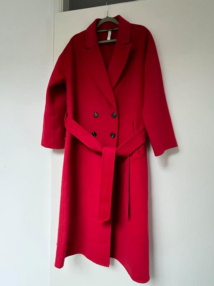 Sissy Boy rode wollen jas met riem - Maat S, Kleding | Dames, Jassen | Winter, Nieuw, Maat 36 (S), Rood, Ophalen of Verzenden