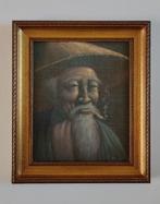 Portret van een Aziatische man. Azië, Indonesië. Schilderij, Antiek en Kunst, Kunst | Niet-Westerse kunst, Ophalen of Verzenden
