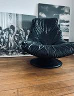 Vintage space age fateuil lederen stoel zwart, Huis en Inrichting, Fauteuils, Ophalen, Zo goed als nieuw, 75 tot 100 cm