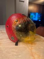 Retro Rode Motorhelm met struisvogel leder, Motoren, M, Jethelm, Ophalen of Verzenden, Dames