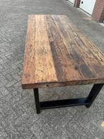 Prachtige industriële eettafel massief hout stalen onderstel, Tuin en Terras, Tuintafels, Ophalen, Zo goed als nieuw, Rechthoekig