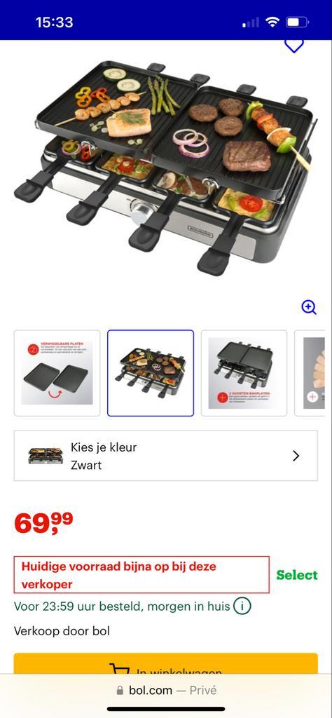 Bourgini Gourmet Raclette Grill Plus - nieuw, Witgoed en Apparatuur, Gourmetstellen, Nieuw, 8 personen of meer, Ophalen of Verzenden