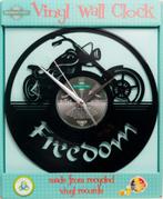 Motorcycle freedom klok gemaakt van vinyl wandklok decoratie, Info@deconoord.nl, Wandklok, Deco Noord, Nieuw