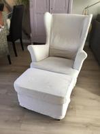 Ikea strandmon fauteuil in antraciet grijs en linnen hoes, Huis en Inrichting, Fauteuils, Ophalen, Gebruikt, Stof