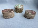 3 doosjes met carneool en turquoise steen - 20e eeuw, Ophalen of Verzenden