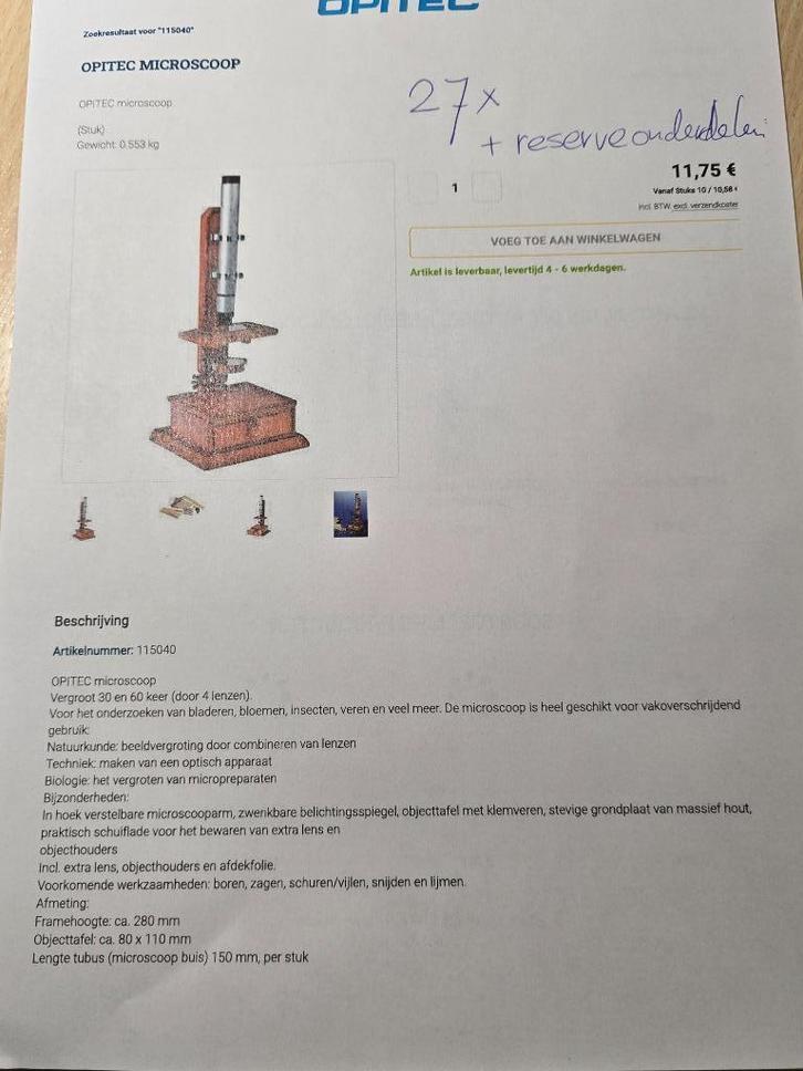 Bouwpakket OPITEC MICROSCOPEN, Hobby en Vrije tijd, Knutselen, Nieuw, Knutselwerk, Ophalen