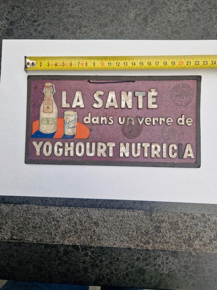 Antiek Reclamebordje Nutricia Yoghurt - Jaren 20, Antiek en Kunst, Antiek | Emaille, Ophalen of Verzenden
