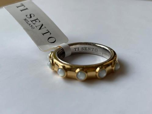 Nieuw Ti Sento ring Zilver gold plated, Sieraden, Tassen en Uiterlijk, Ringen, Nieuw, Kleiner dan 17, Goud, Zilver, Met edelsteen