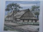 Aquarel, Boerderijtje in Vledder, Minder dan 50 cm, Schilderij, Ophalen of Verzenden, Zo goed als nieuw