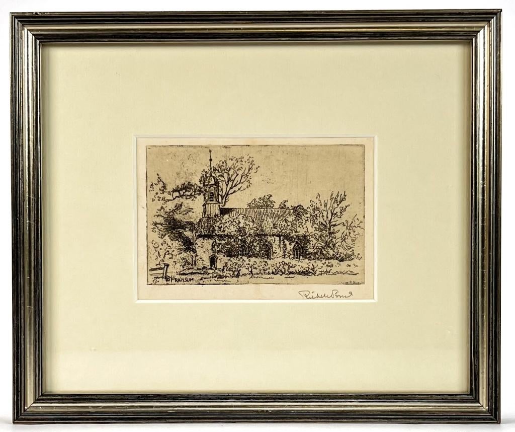 103. Ets, Riekele Prins - Kerk Fransum, ca. 1945, Antiek en Kunst, Kunst | Etsen en Gravures, Ophalen of Verzenden
