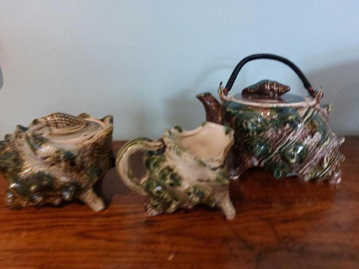 vintage midcentury majolica stijl theeservies, Antiek en Kunst, Antiek | Keramiek en Aardewerk, Ophalen of Verzenden