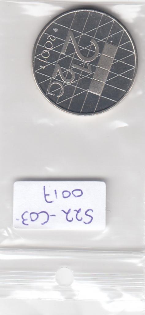 S22-C03-0017-M38 Nederland 2 1/2 Gulden BU 2001 KM206, Postzegels en Munten, Munten | Nederland, 2½ gulden, Koningin Beatrix, Verzenden