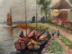 klassiek schilderij: "Bootjes op het water" '40-50, Antiek en Kunst, Ophalen