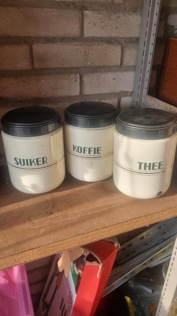 Emaille Bussen - Suiker, Koffie, Thee, Huis en Inrichting, Keuken | Keukenbenodigdheden, Gebruikt, Ophalen of Verzenden