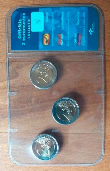 2 euromunten collectie Luxemburg,  Slovenië en Spanje  beschikbaar voor biedingen