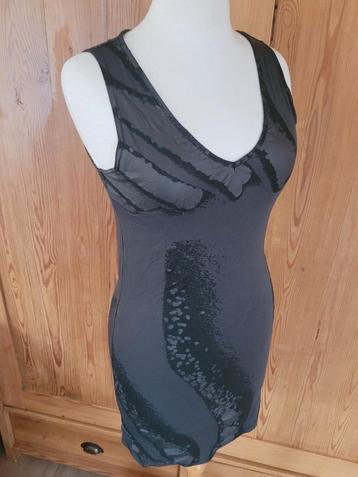 Sarah Pacini bodycon top/jurk antraciet met print mt S ZGAN beschikbaar voor biedingen