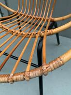 Rotan stoel met zwarte poten - vintage retro bamboe, Huis en Inrichting, Stoelen, Gebruikt, Vintage, Bruin, Eén