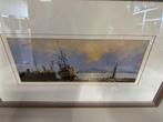 Schilderij D. Short - gesigneerd - Boats at Sunset, Antiek en Kunst, Kunst | Schilderijen | Klassiek, Ophalen of Verzenden