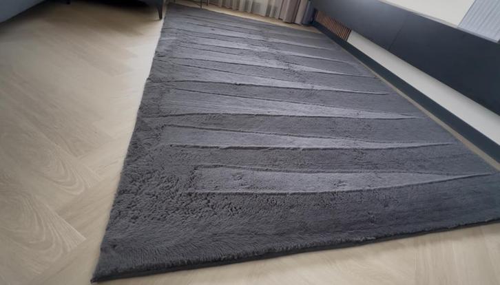 Groot Grijs zacht Fluffy Tapijt - 290x200 cm, Huis en Inrichting, Stoffering | Tapijten en Kleden, Gebruikt, 200 cm of meer, Rechthoekig