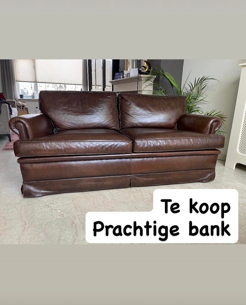 LAATSTE WEEK, LAATSTE KANS ; mooie lederen bank !, Ophalen, Zo goed als nieuw