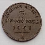 3 Pfenninge 1861A Prussia Oude Antieke Munt Duitsland, Ophalen of Verzenden, Duitsland