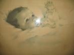 Oude Tekening Prent Awakening Bessie Pease ( 1960's) Vintage, Ophalen of Verzenden