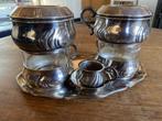 Antiek verzilvered koffieservies double punch 2 kopjes, Verzenden