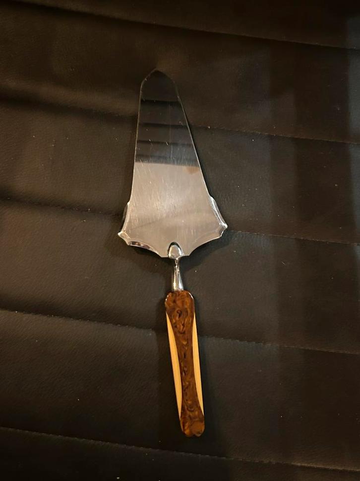 Vintage Taartschep met Houten Handvat, Antiek en Kunst, Antiek | Bestek, Ophalen of Verzenden