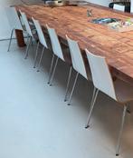 8 Witte Stoelen met Metalen Poten, Huis en Inrichting, Ophalen, Gebruikt, Wit, Modern