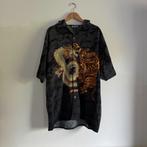 Vintage Oriental Tiger Dragon Heren Blouse / Shirt met print, Ophalen of Verzenden, Zo goed als nieuw, Grijs, Halswijdte 43/44 (XL)