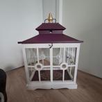 Windlicht met goud details., Huis en Inrichting, Woonaccessoires | Kandelaars en Kaarsen, Ophalen, 50 tot 75 cm, Wit, Kandelaar