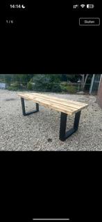 Buitentafel / verandatafel oude grenen wagonplanken, Ophalen, Zo goed als nieuw, Rechthoekig, 50 tot 100 cm