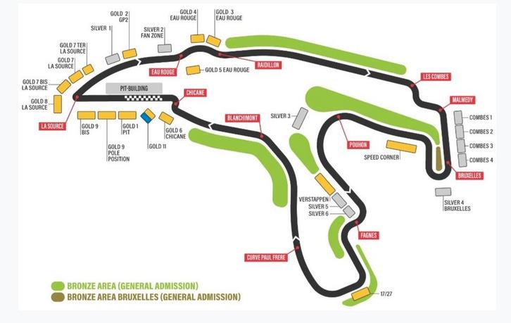 F1 BRONZE Spa Grand Prix Tickets zondag 19-07-2026., Tickets en Kaartjes, Sport | Overige, Drie personen of meer, Juli