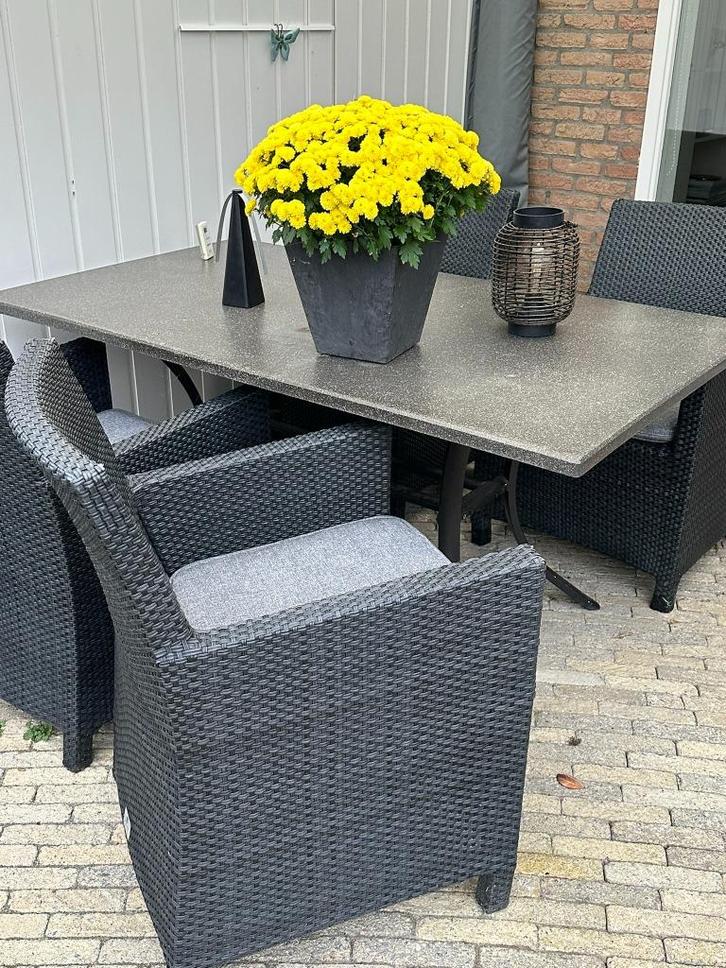 Tuinset, Tuin en Terras, Tuinsets en Loungesets, Gebruikt, Tuinset, Aluminium, 4 zitplaatsen, Eettafel, Stoel, Ophalen