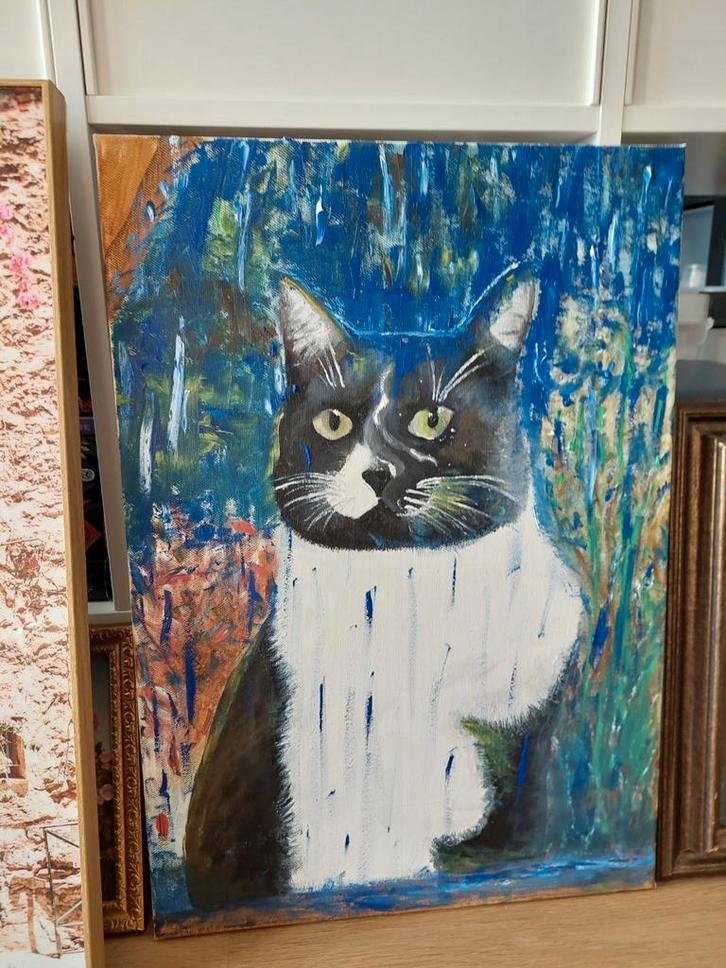 Abstracte katten schilderij!, Antiek en Kunst, Kunst | Schilderijen | Abstract, Ophalen