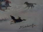 Schilderij wolven aanval van A Scheloumoff., Antiek en Kunst, Kunst | Schilderijen | Klassiek, Ophalen