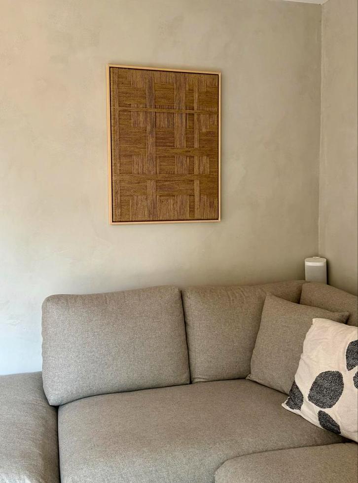 Jute Kunstwerk - Handgemaakt 60x80cm met Baklijst, Antiek en Kunst, Kunst | Overige Kunst, Ophalen