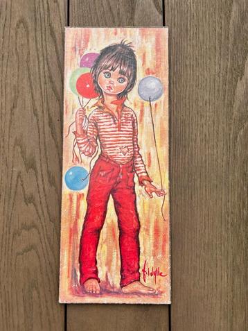 Retro big eyes print Idylle Falconi jongetje met ballonnen beschikbaar voor biedingen
