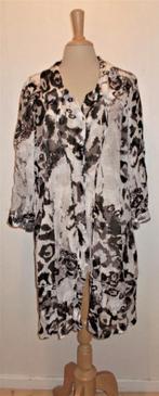 Mooie wit/bruin/zwart linnen blouse print jurk! 40, Verzenden, Zo goed als nieuw, Maat 38/40 (M), Bruin