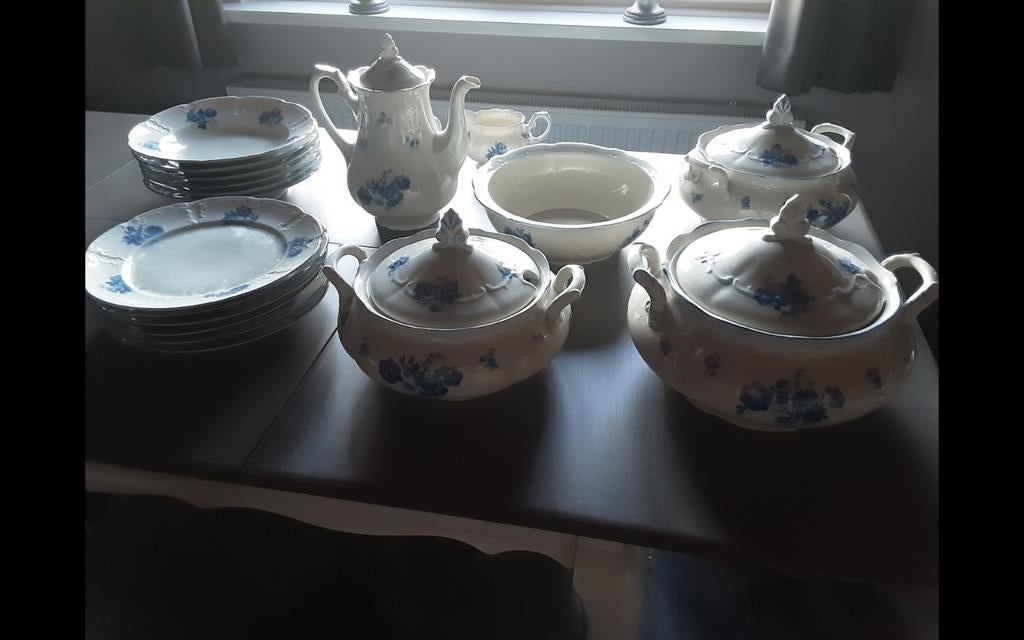 Servies Mosa Maastricht blauwe bloem, Antiek en Kunst, Ophalen of Verzenden