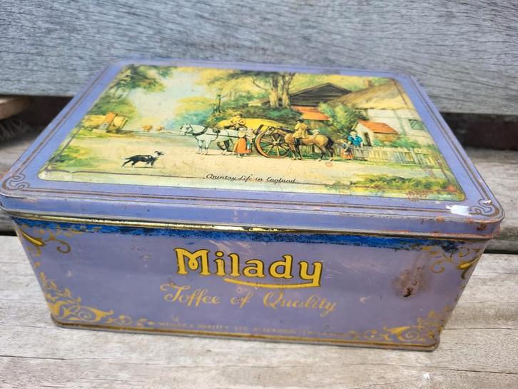 Vintage Milady Toffee Blikken Trommel, Antiek en Kunst, Curiosa en Brocante, Ophalen of Verzenden