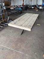 Steigerhouten tafel met stalen spinpoot 2400 x 100, Huis en Inrichting, Tafels | Eettafels, Ophalen, Gebruikt, 200 cm of meer