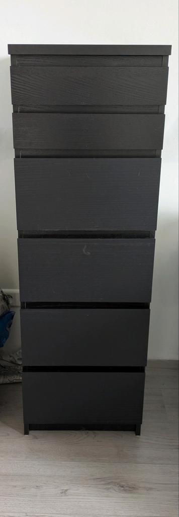 IKEA Malm Ladekast Zwart met Spiegel, Huis en Inrichting, Kasten | Ladekasten, Gebruikt, 100 tot 150 cm, Minder dan 50 cm, 25 tot 50 cm