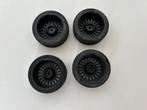 4x Tamiya banden met velg 1/10 rc auto, Ophalen of Verzenden, Gebruikt, Onderdeel
