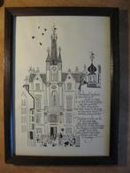 prent oude stadhuis Eindhoven 1967 tekst Louis Vrijdag, 1960 tot 1980, Gebruikt, Ophalen of Verzenden, Gebouw