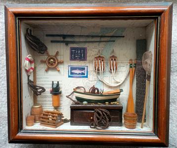 Maritiem Diorama - Vissers Mancave in Lijst beschikbaar voor biedingen