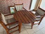 prachtige  tuinsetje met 3 stoelen met tafel  van barlow, Ophalen, Bertus11@xs4all.nl, Hardhout, 3 zitplaatsen