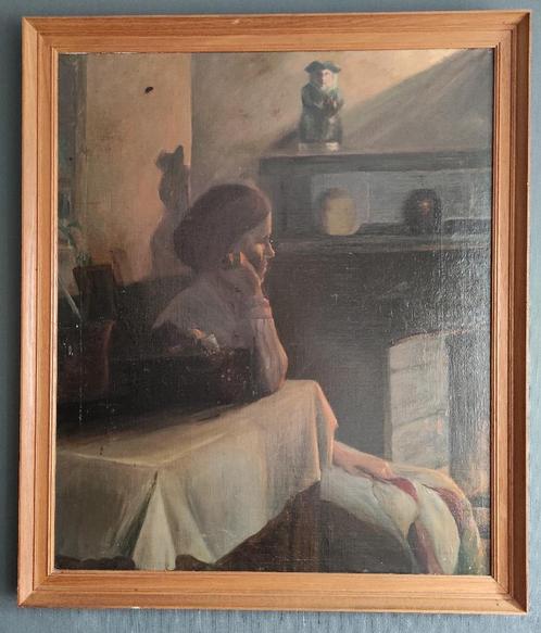 Schilderij Antiek, Huis en Inrichting, Woonaccessoires | Schilderijen, Tekeningen en Foto's, Gebruikt, Schilderij, Ophalen of Verzenden
