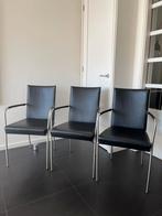 4 zwart leren eetkamerstoelen, merk Topform, i.z.g.st., Huis en Inrichting, Stoelen, Ophalen, Zwart, Leer, Zo goed als nieuw