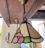 Twee vintage tiffany stijl hanglampen klein glas in lood, Ophalen, Gebruikt, Minder dan 50 cm